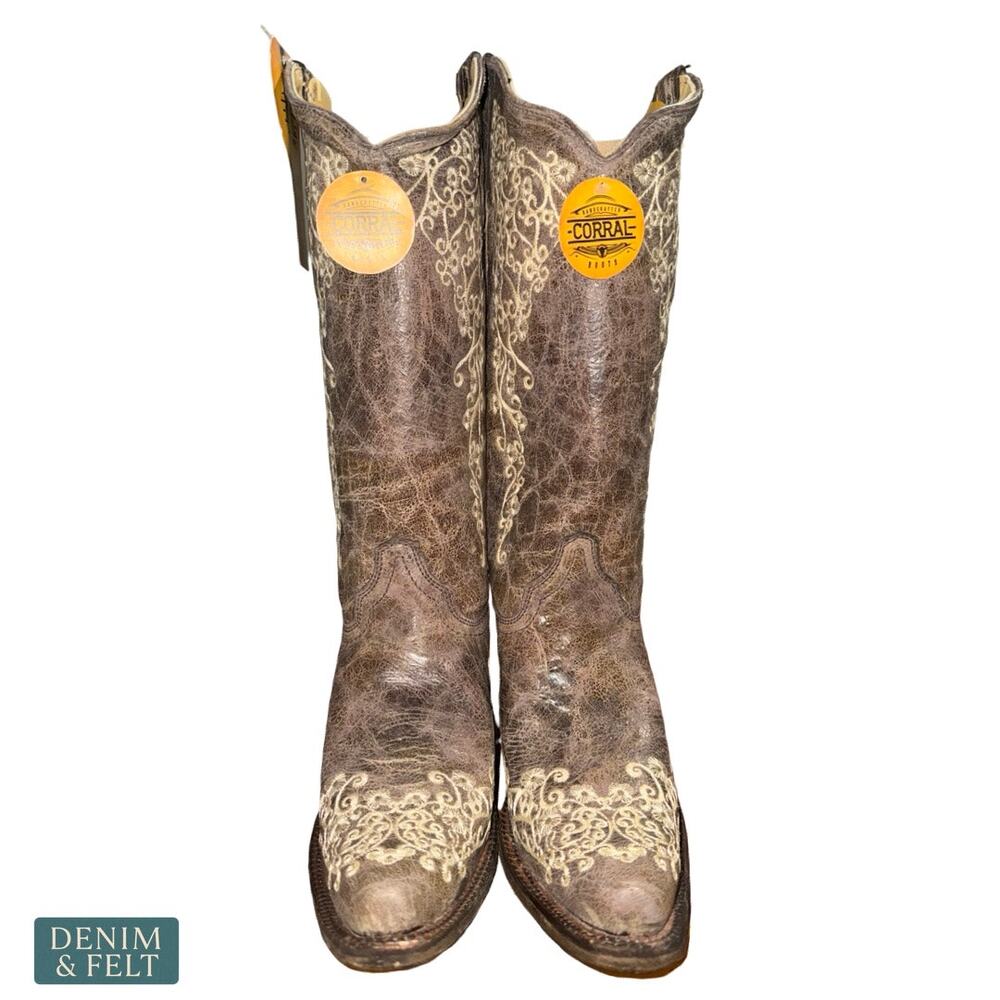 NEW Corral Crater Bone Embroidery Western Boots Snip Toe Cowgirl Boho Statement - Picture 8 of 15